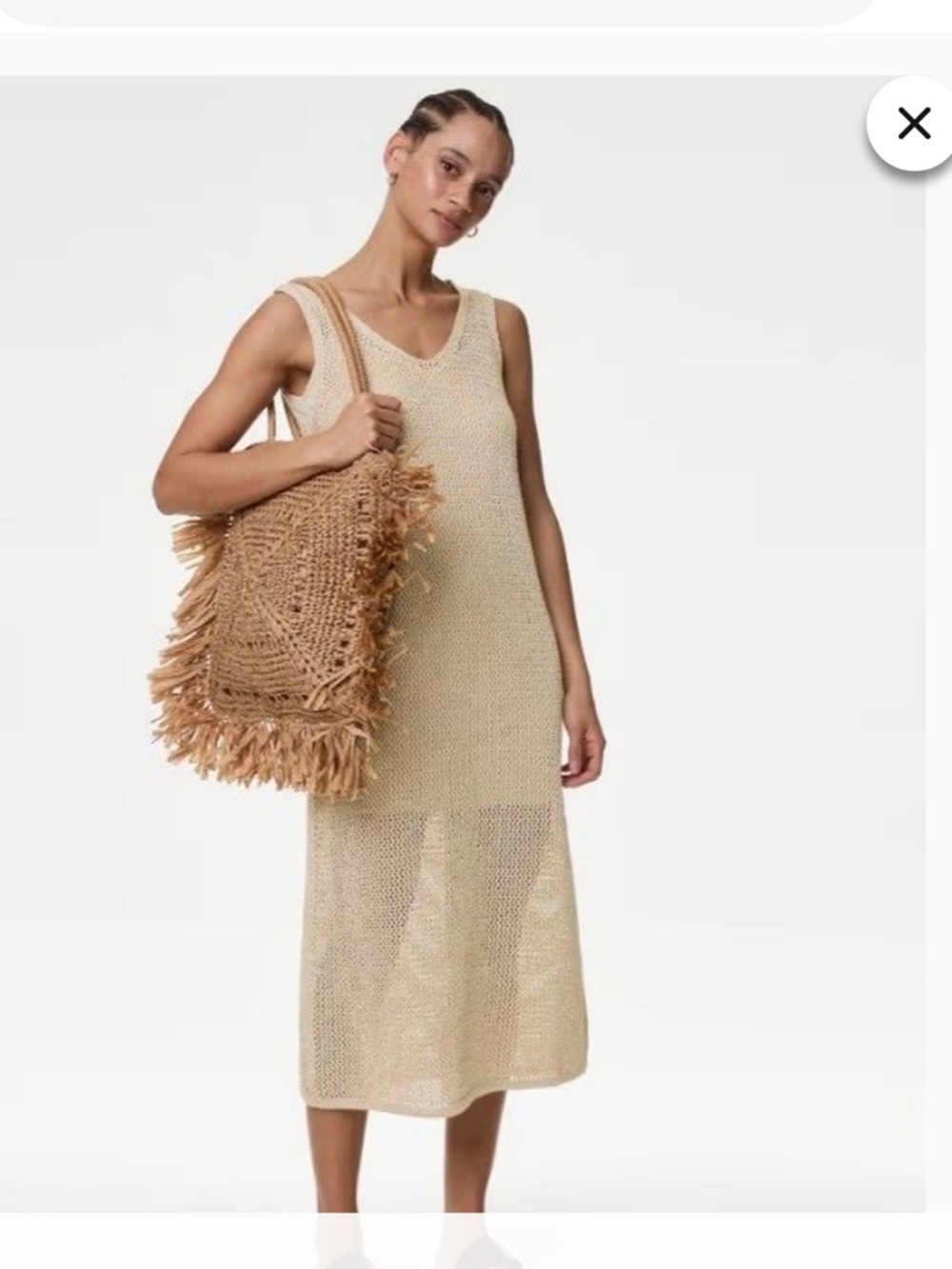 Marks & Spencer Cream Crochet Midi Dress